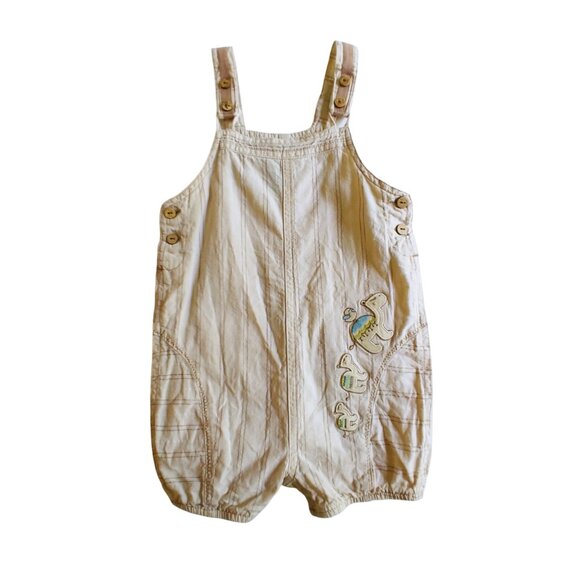 Zip Zap Linen Blend Stripe Camel Romper 12-18 Months - Picture 1 of 10